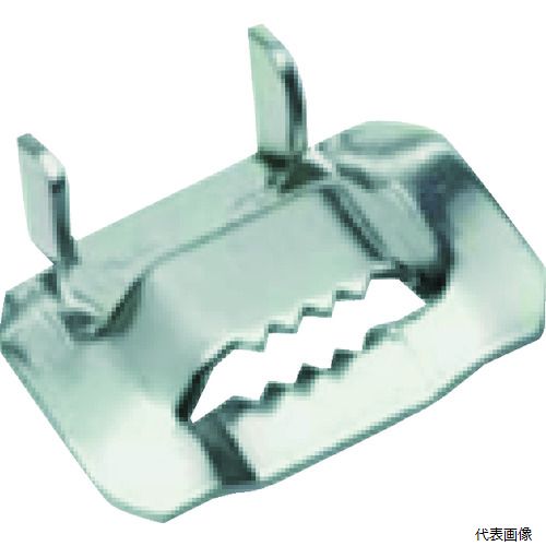 【特長】 ●自在ホースバンド“フレキシバンド”用バックルです。 【用途】 ●標識、看板などの公共物、自動車、海洋、食品業界などに。 【仕様】 ●バンド幅(mm)：16 ●サイズ：38×27×1.4mm(A×B×S) ●塩水噴霧試験（NSS）：1000時間 【材質／仕上】 ●ステンレス（SUS304） 【注意】 ●締付けには専用工具が必要です。 【入数】 ●1箱/25個 他のサイズはこちら 在庫のない商品は検索に表示されない場合がございます　