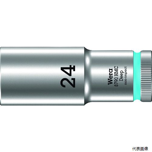 【特長】 ●各サイズが色で分けられているため、サイズを簡単に選べます。 ●ローレット加工が施してあり、手作業でも滑りにくいです。 【用途】 ●締付作業に。 【仕様】 ●差込角(mm)：12.7 ●対辺寸法(mm)：24 ●全長(mm)：83 ●対辺形状：6角 ●内側奥行深さ(mm)：67 ●対辺(mm)：24 ●ソケット内容：24×83 ●DINISO2936手作業用 【材質／仕上】 ●特殊工具鋼 【入数】 ●1個 他のサイズはこちら 在庫のない商品は検索に表示されない場合がございます　