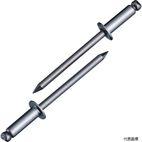 【特長】 ●必要な仕事に無駄なく使える少量サイズです。 ●片側から複数の母材をワン・アクションで締結できます。 【用途】 ●耐食性にすぐれ、水回りや屋外に最適です ●マンドレルもボディもステンレス製なので、強度が必要な場所に最適です。 ●必要な仕事に無駄なく使える少量サイズです。 ●片側から複数の母材をワン・アクションで締結できます。 ●溶接に比べて作業の省力化や生産性の向上にメリットがあります。 【仕様】 ●リベット径(mm)：4.0 ●リベット長(mm)：16.1 ●フランジ径(mm)：7.9 ●かしめ板厚(mm)：9.6〜12.7 ●下穴径(mm)：4.1〜4.2 ●せん断強度(N)：3400 ●引張強度(N)：3950 ●エコパック入り ●RoHS指令適合品 ●パック入数(本)：20 ●ボディ材質：ステンレス（SUS305） ●マンドレル材質：ステンレス（SUS304相当） 【材質／仕上】 ●リベット本体(フランジ)：ステンレス(SUS305) ●マンドレル(シャフト)：ステンレス(SUS304相当材) 【注意】 ●適正かしめ板厚、下穴径は当社指定寸法を守り安全率を十分に考慮して施工してください。 ●作業前に必ず、ご使用になるリリベッターの取扱説明書をよくお読みください。 ●作業前に必ず、取扱説明書をよくお読みいただき、十分理解された上で正しくご使用ください。 ●寸法・重量などは公称値ですので、多少の数値の上下があります。 【入数】 ●1Pk/20本 他のサイズはこちら 在庫のない商品は検索に表示されない場合がございます　