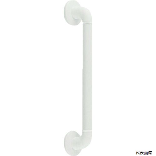 【特長】 ●すべりを防止するディンプル加工付きです。 ●簡単に取り付け可能です。 【用途】 ●浴室やトイレ等の水回りに。 【仕様】 ●全長(mm)：480 ●高さ(mm)：78 ●厚さ(mm)：32 ●径(mm)：32 ●丸座径(mm)：80 ●色：アイボリー 【材質／仕上】 ●アルミ抗菌樹脂コーティング＋樹脂 【セット内容／付属品】 ●ステントラスねじ（A4×30）6本、ナイロンプラグ（6×30）6本 【注意】 ●手すりの取り付けには、下地に強度があることを確認して施工してください。 【入数】 ●1本 他のサイズはこちら 在庫のない商品は検索に表示されない場合がございます　