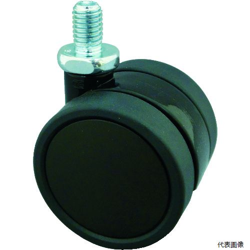 【スタンプラリー】トラスコTDE60-M10TRUSCOねじ込み双輪キャスターエラストマ-車輪自在Φ60M10