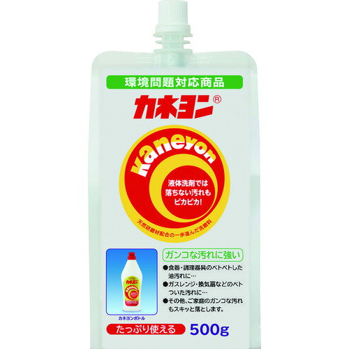 【特長】 ●研磨力と洗浄力の相乗効果で液体洗剤では落ちにくい油汚れやガンコな焦げ汚れなどをしっかり落とすお台所の必需品です。 ●省資源詰替えタイプなのに、そのまま使えて保管もできるキャップ付きです。 ●日本で最初に発売された液体クレンザーです。 ●発売当初よりかわらず、天然の微粒子研磨材を使用し、そのすぐれた洗浄力で人気のロングセラー商品です。 【仕様】 ●容量(kg)：0.5 【用途】 ●油汚れやガンコな焦げ落としに。 ●台所、浴室、洗面所などの汚れ落としに。 【入数】 ●1個 他のサイズはこちら 在庫のない商品は検索に表示されない場合がございます　