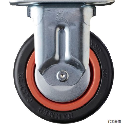Rakuten - ハンマーキャスター 420MR-RB100 ハンマー 固定式ゴム車輪(ナイロンホイール・ボールベアリング)100mm トータルロック