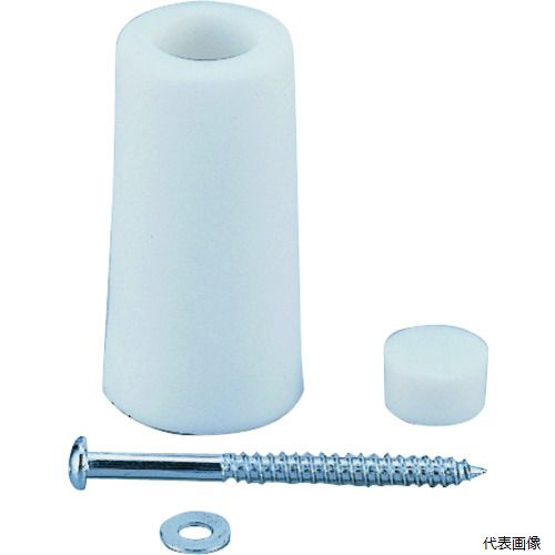 【特長】 ●色移りしにくいエラストマー樹脂タイプです。 【用途】 ●ドアやドアノブの当たり止めに。 【仕様】 ●幅(mm)：26丸 ●高さ(mm)：50 ●色：白 ●縦(mm)：50 ●横(mm)：26 ●形状：台形 ●取付方法：ビス止め ...