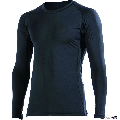 【スタンプラリー】おたふく JW-643-11-L JW-643 BT パワーストレッチデオドランド ロングスリーブ クルーネックシャツ ブラック L