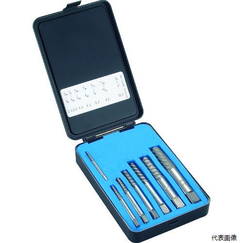 【特長】 ●ねじ穴の中で折れ込んだボルトも、ねじ穴を傷めずに抜き取れます。 【用途】 ●折れ込んだボルトやパイプの抜き取りに。 【仕様】 ●セット内容：EX-801EX-802EX-803EX-804EX-805AEX-805BEX-806A ●ケース：樹脂ケース ●ラセン型(右ボルトねじ専用) 【材質／仕上】 ●中炭素鋼（S45C） 【注意】 ●焼き入れされたボルトやステンレスボルトには使用できません。 ●提供不可：chemSHERPA、SDS 【入数】 ●1S/7本 他のサイズはこちら 在庫のない商品は検索に表示されない場合がございます　