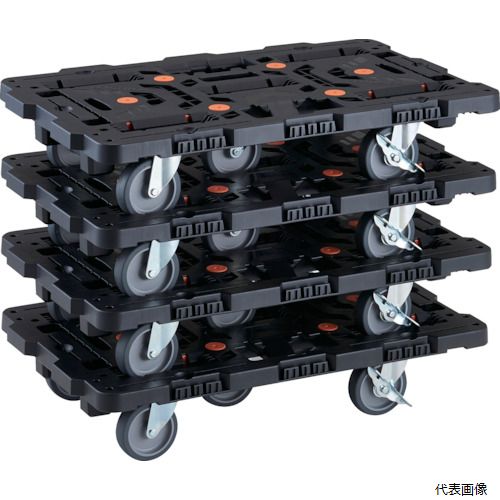 Rakuten - (代引き不可) トラスコ 4550414005550 TRUSCO まとめ買い 連結式樹脂製平台車 ビートル 700X450 自在5輪 内2輪ストッパー付 4台セット