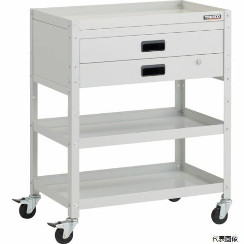 (代引き不可) トラスコ TRUSCO ツールワゴン ラビットワゴン 700X450XH880 2段引出付 ゴム車輪 ホワイト
