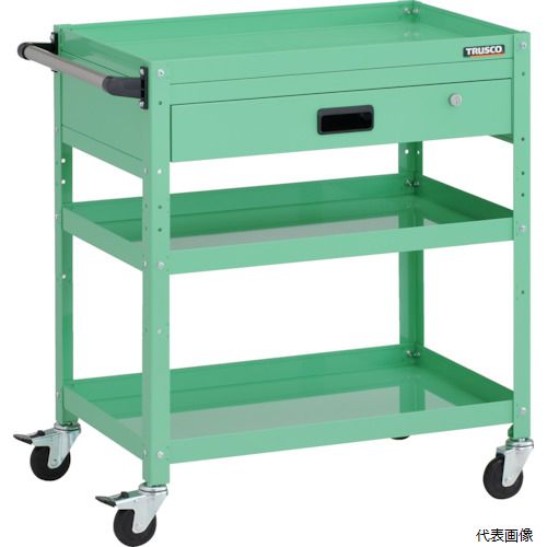 (代引き不可) トラスコ TRUSCO ツールワゴン ラビットワゴン 700X450XH810 3段 1段引出付 ハンドル付 ..