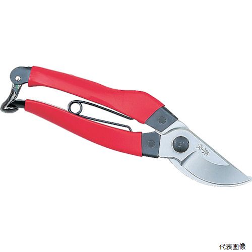 【特長】 ●上刃にアール刃を使用、従来に比べよりスムーズな切れ味を実現します。 ●手にフィットし、疲れにくいデザインを採用しました。 【用途】 ●庭木・果樹剪定用。 【仕様】 ●切断能力(mm)：15 ●刃長(mm)：50 ●全長(mm)：180 ●切断能力：15mm 【材質／仕上】 ●刃：高炭素刃物鋼 ●グリップ：塩化ビニール（PVC） 【入数】 ●1丁 他のサイズはこちら 在庫のない商品は検索に表示されない場合がございます