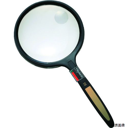 【特長】 ●2倍率のレンズですがレンズの一部が4倍率となっておりさらに拡大して見ることができます。 【用途】 ●一般拡大検査用。 【仕様】 ●倍率(倍)：2・4 ●レンズ寸法(mm)：φ75 ●全長(mm)：185 ●ワークディスタンス：150〜250mm 【材質／仕上】 ●レンズ：アクリル ●フレーム：ABS樹脂 【注意】 ●提供不可：chemSHERPA、SDS、ミルシート 【入数】 ●1個 他のサイズはこちら 在庫のない商品は検索に表示されない場合がございます　