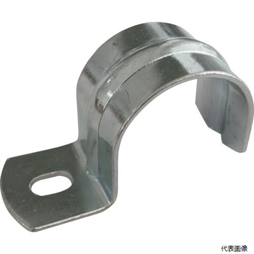 【特長】 ●止め具の汎用品です。 ●Tピン、木ねじ類の使用できます。 【用途】 ●配管の止め具として。 【仕様】 ●幅(mm)：19.5 ●厚さ(mm)：1.6 ●呼び径A：25.9 ●取付穴径(mm)：5.5×10 ●長さ(mm)：50.6 ●適合管径(mm)：19 【材質／仕上】 ●スチール 【注意】 ●提供不可：chemSHERPA 【入数】 ●1袋/10個 他のサイズはこちら 在庫のない商品は検索に表示されない場合がございます　