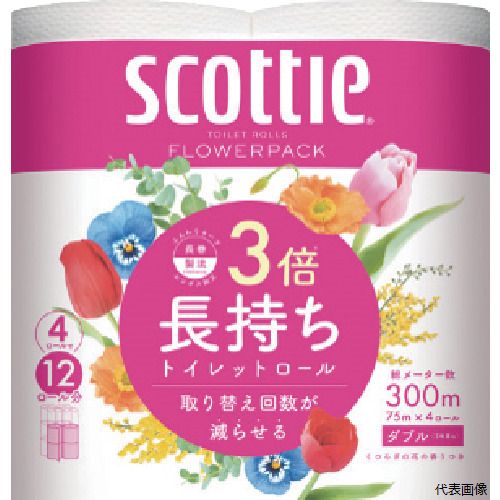日本製紙クレシア 22775 クレシア トイレットペーパー スコッティフラワーパック3倍長持ち4ロールダブル(22767／22775)
