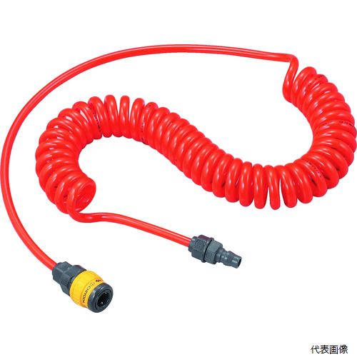 トラスコ TUHJ-3 TRUSCO エアコイルホース ウレタンコイルホース樹脂カップリング付 2.4m
