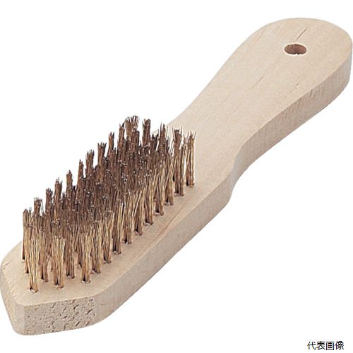 【特長】 ●幅の広い柄付なので力が入りやすくハードな作業に適しています。 ●ワイヤとステンレス、真鍮、ゴールドメッキ線を用意しました。 【用途】 ●広い面のサビ落とし、ペンキはがし。 【仕様】 ●毛材：ゴールドメッキ線 ●行数(行)：5 ●線径(mm)：0.30 ●植付(mm)：95 ●毛丈(mm)：20 ●全長(mm)：230 ●幅(mm)：42 ●厚さ(mm)：13 【注意】 ●提供不可：chemSHERPA、SDS、ミルシート 【入数】 ●1本 他のサイズはこちら 在庫のない商品は検索に表示されない場合がございます　