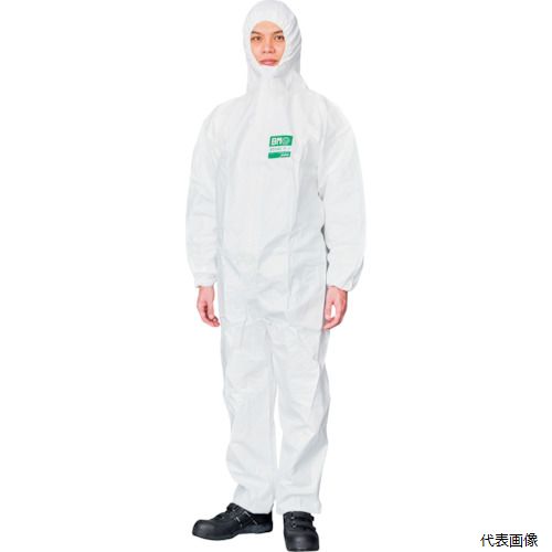 【特長】 ●水や油に強い防水透湿フィルムが液体や微粒子の浸入を防ぎ、優れた透湿性でムレを軽減します。 ●フード、袖口、裾部分はゴム入りで異物の浸入を防ぎます。 【用途】 ●アスベストやダイオキシンなどの有害物質を伴う作業に。 ●ペイントスプ...