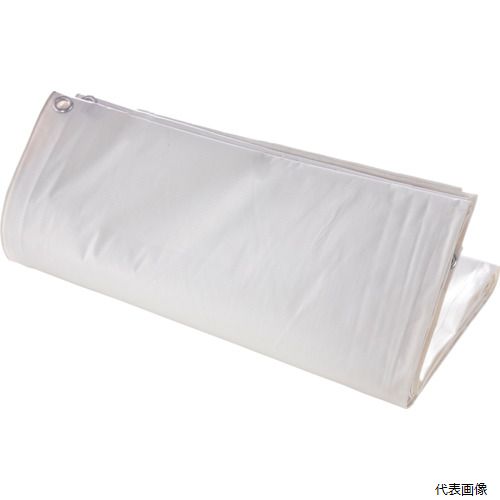 【特長】 ●ポリエステル基布にPVCコーティングを施した白防炎シートです。 【用途】 ●建築、建設現場の養生や目隠しに。 ●色：白 ●幅(m)：1.8 ●長さ(m)：5.4 ●厚さ(mm)：0.25 ●ハトメ数(個)：32 ●ハトメピッチ(cm)：45 ●引裂強度：縦88.3N、横68.7N ●タイプ：シートタイプ ●防炎表示者認定番号：AFE-23-0435 ●目付：280g ●防炎認定ラベル付き 【材質／仕上】 ●シート：ポリエステル基布＋PVCコーティング ●ハトメ：アルミ（内径12mm） 【注意】 ●提供不可：chemSHERPA 【入数】 ●1枚 他のサイズはこちら 在庫のない商品は検索に表示されない場合がございます　