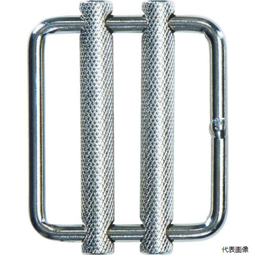 【特長】 ●簡単にPPベルトをしっかり結束できる専用金具です。 【用途】 ●PPベルト専用金具。 ●ベルトの引き締め。 ●最大使用荷重(kg)：150 ●適合幅(mm)：50 ●横(mm)：61 ●寸法(mm)B：44 ●寸法(mm)C：5 ●寸法(mm)A：51 ●寸法(mm)D：68 ●寸法(mm)E：9 ●縦(mm)：54 【材質／仕上】 ●スチール ●表面処理：ニッケルメッキ仕上げ 【入数】 ●1Pk/1個 他のサイズはこちら 在庫のない商品は検索に表示されない場合がございます　