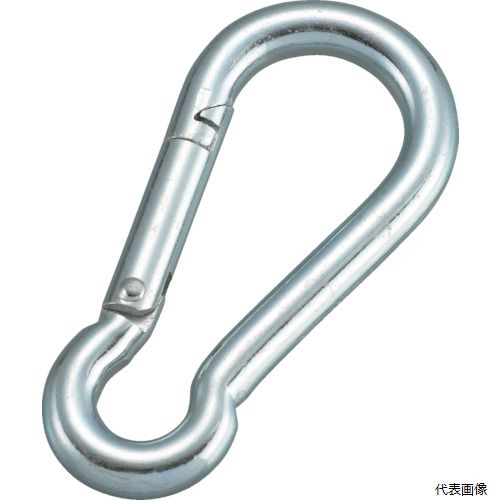 【特長】 ●スタンダードなスプリングフックです。 【用途】 ●チェーン・ワイヤ・ロープなどの連結や、端末の金具のジョイントに。 【仕様】 ●使用荷重(kN)：0.6 ●D(mm)：7 ●L(mm)：70 ●A(mm)：8 ●W(mm)：20 ●E(mm)：8 ●d(mm)：7 【材質／仕上】 ●スチール ●表面処理：ユニクロメッキ 【注意】 ●提供不可：chemSHERPA、SDS ●身体の確保には使用しないでください。 【入数】 ●1個 他のサイズはこちら 在庫のない商品は検索に表示されない場合がございます　