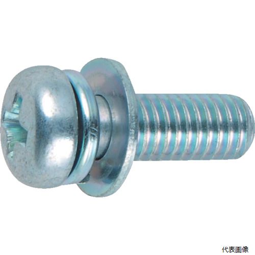 トラスコ B751-0312 TRUSCO ナベ頭座金組込ねじ P＝4 三価白 M3×12 91本入 (ばね座金＋JIS小形ワッシャ..