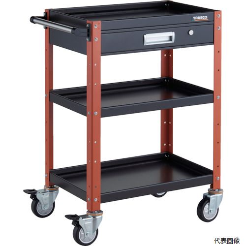(代引き不可) トラスコ TRUSCO ツールワゴン バーディワゴン 600X400 引出付 ウレタン車輪 ブラック／..