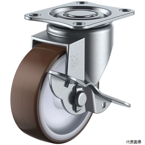 乐天商城 - ユーエイ SG-75URS プレート式 自在 キャスター ウレタン 車輪径75mm ストッパー付き Sタイプ SG-S型 取付寸法55×42
