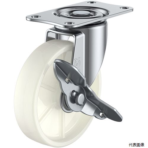 ユーエイ SG-100NS プレート式 自在 キャスター ナイロン 車輪径100mm ストッパー付き Sタイプ SG-S型 ..
