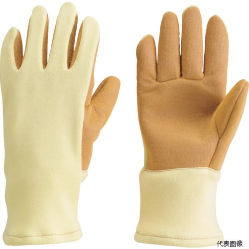 【特長】 ●手のひら側に高強力素材PBO繊維ザイロン［［R上］］を使用しています。 ●手のひら部内側にはメタ系アラミド繊維フェルトを断熱材として中材に使用しています。 ●手の甲側はパラ系アラミド繊維を使用しています。 【用途】 ●建設・溶接作業。 【仕様】 ●色：ブラウン/イエロー ●サイズ：フリー ●全長(cm)：32.0 ●手のひら周り(cm)：27.0 ●中指長さ(cm)：9.5 ●厚さ(mm)：3.6 ●素材耐熱温度(℃)：500/9秒 ●タイプ：両手 ●耐切創レベル：5 ●厚さ：3.6mm 【材質／仕上】 ●手の甲・裾：（表）パラ系アラミド繊維（裏）綿 ●手のひら：（表）PBO繊維（ザイロン［［R上］］）（中）メタ系アラミド繊維断熱材（裏）綿 【注意】 ●提供不可：chemSHERPA 【入数】 ●1双 他のサイズはこちら 在庫のない商品は検索に表示されない場合がございます　