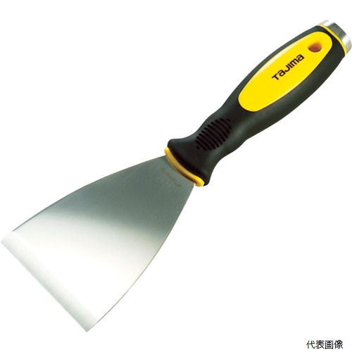【特長】 ●貫通型のステンレスヘッドなので、ハンマーで叩いて使えます。 ●刃こぼれしにくい高熱焼き入れブレード、刃厚1.8mm厚ステンレスです。 【用途】 ●一般的なはがし、削り作業。 【仕様】 ●全長(mm)：240 ●刃幅(mm)：75 ●刃長(mm)：107 ●刃厚(mm)：1.8 ●刃幅(A)(mm)：75 ●貫通型 【材質／仕上】 ●刃：ステンレス（SUS420J2） ●グリップ：エラストマー樹脂 【注意】 ●SUS420J2は磁気を帯びます。 【入数】 ●1丁 他のサイズはこちら 在庫のない商品は検索に表示されない場合がございます　