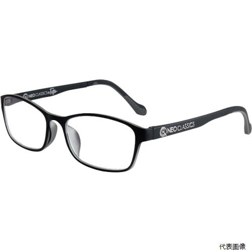 【特長】 ●より良いフィット感と、ずれ防止のために自在に動く3Dテンプルチップを採用しました。 ●お好みのカーブに調節が可能です。 ●UV＆BLUE光線カット機能のレンズは、目へのダメージを軽減し、疲れないための機能性が充実した逸品です。 【用途】 ●ビジネスシーンに。 ●新聞、スマホを見るときに。 【仕様】 ●レンズ色：クリア ●テンプル色：ブラック ●幅(mm)：141 ●高さ(mm)：38.2 ●レンズ厚(mm)：約3.5 ●UVカット：○ ●度数(度)：+2.0 ●ブルー光線カット ●紫外線99.99％カット 【材質／仕上】 ●レンズ：ポリカーボネート ●フレーム：プラスチック 【入数】 ●1個 他のサイズはこちら 在庫のない商品は検索に表示されない場合がございます　