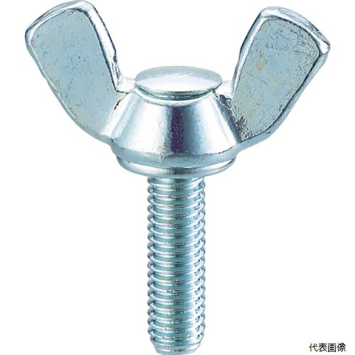 【特長】 ●圧造蝶ナットの技術を活かした蝶部を独自のセッティング技術でボルトにセットしています。 ●保証トルクはJISに準拠しており、手で締めるねじとしては十分な強度があります。 【用途】 ●建築・土木・弱電・農機具・家具製品などの組み立てに使用します。 【仕様】 ●呼び径d：M8 ●呼び径(L)：20 ●表面処理：ユニクロ ●羽根高H(mm)：19.1 ●羽根幅D(mm)：36 ●呼び径L：20 ●パッケージ：ボルトンパック（ブリスター） 【材質／仕上】 ●冷間圧造用炭素鋼線材（SWRCH8〜12R相当） ●表面処理：ユニクロメッキ仕上げ 【注意】 ●提供不可：SDS 【入数】 ●1Pk/9個 他のサイズはこちら 在庫のない商品は検索に表示されない場合がございます　