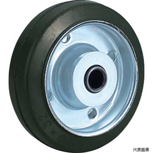 【特長】 ●ゴム車輪は走行時の衝撃を緩和します。 【用途】 ●重量物の運搬に。 【仕様】 ●許容荷重(daN)：180 ●許容荷重(kgf)：183.6 ●車輪径D(mm)：150 ●車輪幅(mm)：40 ●ボス幅B(mm)：55 ●穴径d(mm)：12 ●車軸径(mm)：12 ●穴径d(mm)：12 ●200 【材質／仕上】 ●車輪：ゴム(B入) 【入数】 ●1個 他のサイズはこちら 在庫のない商品は検索に表示されない場合がございます