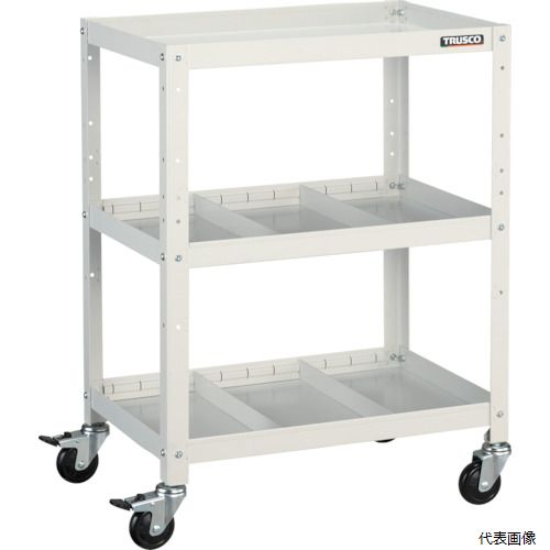 【スタンプラリー】(代引き不可) トラスコ RBW-863S2 W TRUSCO ツールワゴン ラビットワゴン 600X400 仕切2段付 ホワイト