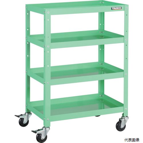 ※この商品はメーカー直送の為「代引き不可」となります ※大型商品のため発送後到着迄に時間がかかる事がございます 　到着日時はお手元の送り状に記載された番号から確認下さい ※日時・時間指定はできません。 【特長】 ●車輪と共に車軸もロックするダブルロック仕様のキャスターです。 ●棚板の組付けは、内側にフランジ付ナットを使用しているため、外側から六角レンチで締め付けることで組み立てが可能です。 【仕様】 ●最大積載量(kg/台)：150 ●均等積載量(kg/段)：50 ●色：ヤンググリーン ●間口(mm)：600 ●奥行(mm)：400 ●高さ(mm)：880 ●段数(段)：4 ●キャスター径(mm)：75 ●棚板：こぼれ止め付き棚板(裏表両用) ●キャスター：自在式75mm(2個)自在式(Wストッパー付)75mm(2個) ●棚板こぼれ止め高さ：40mm 【材質／仕上】 ●棚板：スチール（粉体塗装） ●支柱：スチール（粉体塗装） ●キャスター金具：スチール（クロムメッキ仕上げ） ●車輪：ゴム 【注意】 ●「最大積載量」とは、各棚板の表面に均一に荷重をかけた場合に、耐えられる重さの合計をいいます。 ●「均等積載量」とは、棚板の表面に均一に荷重をかけた場合に、耐えられる重さをいいます。 【入数】 ●1台 他のサイズはこちら 在庫のない商品は検索に表示されない場合がございます　