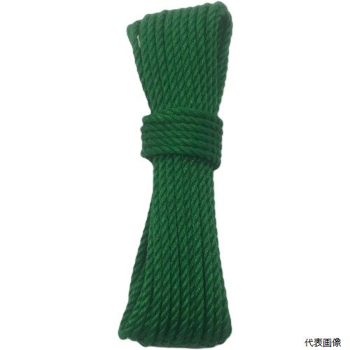 【特長】 ●軽量で水に強く、強力でショックにも強いロープです。 【用途】 ●ネット、農園芸、インテリアなど。 ●色：緑 ●線径(mm)：5 ●長さ(m)：10 ●包装形態：袋入 【材質／仕上】 ●ポリエチレン（PE） 【入数】 ●1巻 他のサイズはこちら 在庫のない商品は検索に表示されない場合がございます　