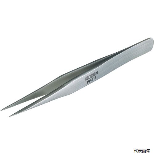 【特長】 ●精密性と剛性をバランスよく兼ね備えた強力型ピンセットのハイブリッドシリーズです。 ●小さなランドや奥まった位置にあるランドへの塗布に便利です。 ●滑らかな手触りと、先端精度にこだわった強力型ピンセット。 ●作業者の指を痛めることなく長時間の連続作業が行えます。 ●板厚2.3mmのSUS304ステンレスを採用し、適度な剛性と非磁性・耐食性を両立。 【仕様】 ●全長(mm)：125 ●幅(mm)：10 ●先端形状：先細 ●先端幅(mm)：0.25 ●先端：先細型 ●板厚：2.3mm 【材質／仕上】 ●ステンレス（SUS304） 【入数】 ●1本 他のサイズはこちら 在庫のない商品は検索に表示されない場合がございます