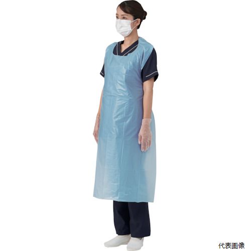 竹虎 076356 ビニールエプロンP ブルー 50枚入