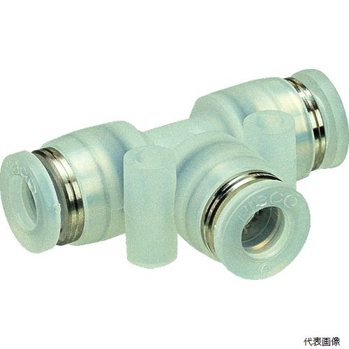 【特長】 ●禁油仕様により幅広い分野でのニーズに応えました。 ●金属材質はSUS304を採用し、シール材質にはEPDMを採用しています。 ●樹脂本体色はクリア(半透明)、流体(液体)の確認が可能です。 ●衛生面の確認も容易です。 ●接液部に金属の露出がありません。(ねじ部材質：SUS304を除く。) ●ねじ部材質がPPの場合、質量は標準継手の1/2以下です。 ●適合チューブ外径D(mm)：6×6×6 ●流体温度(℃)：0〜80(凍結なきこと) ●使用流体：空気、水(条件有)、その他(条件有) ●使用温度範囲：0〜80℃(凍結なきこと) ●最高使用圧力：1.0MPa(0〜20℃) ●使用真空圧力：−100kPa 【材質／仕上】 ●本体：ポリプロピレン(PP) ●シールゴム：エチレンプロピレンゴム(EPDM) ●金属部：SUS304 【注意】 ●使用流体が水、その他薬品の時は、次の条件を必ず守ってください。：1.水、液体使用の際は、サージ圧力を最高使用圧力以下に抑えてご使用ください。2.水、液体使用の際は、インサートリングの使用を推奨します。3.薬品、溶剤、混合ガス等につきましては、使用条件により弊社仕様の適合が異なる場合がありますのでご確認の上ご使用ください。 【入数】 ●1個 他のサイズはこちら 在庫のない商品は検索に表示されない場合がございます　