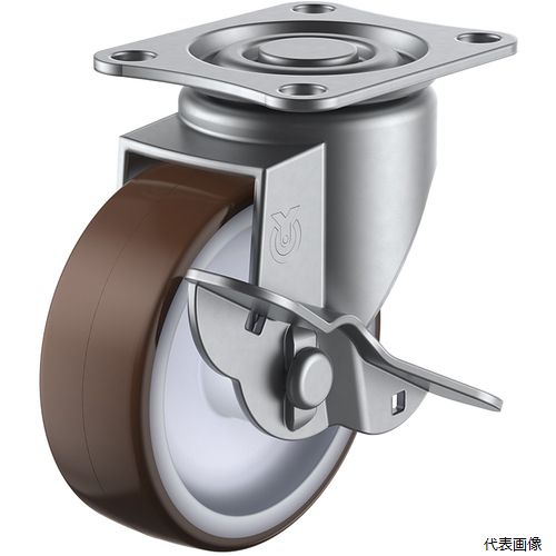 樂天商城 - ユーエイ SUS-SG-75URS プレート式 自在 ステンレスキャスター ウレタン 車輪径75mm ストッパー付き Sタイプ SUS-SG-S型 取付寸法55×42