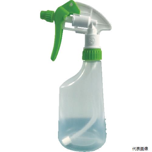 【特長】 ●水溶性の液体噴霧器材として使用できます。 ●横向き、逆向きでも噴霧できます。 ●耐久性、経済性に優れています。 ●霧状からジェット状に変えられます。 ●ボトルを倒しても、液漏れを起こしません。 ●液がほぼ残らず使用でき、作業効率がアップします。 【仕様】 ●容量(ml)：500 ●直径(mm)：89.2 ●高さ(mm)：236 ●吐出量(ml)：1.1 ●色：グリーン ●吐出量(cc)：1.1 【材質／仕上】 ●主要部：ポリプロピレン（PP） ●容器：ポリプロピレン（PP） 【注意】 ●溶剤系の液体には使用できません。 ●提供不可：ミルシート 【入数】 ●1個 他のサイズはこちら 在庫のない商品は検索に表示されない場合がございます　