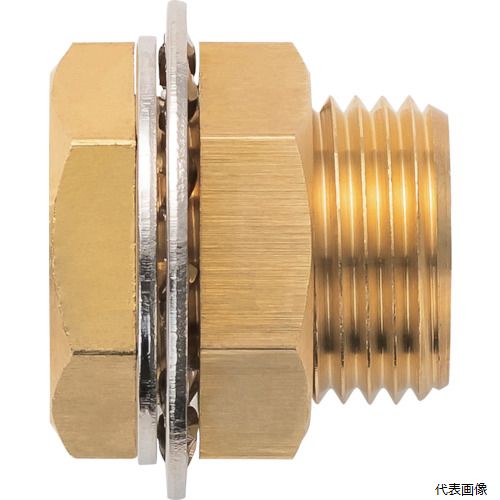 潤工社 PF-1/2-1/2-BS 黄銅製継手(ミリ系列) パネルユニオン Rc1／2