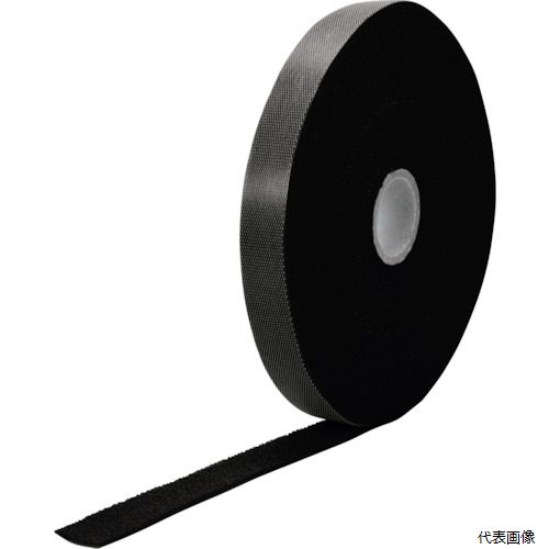 【特長】 ●繰り返し使用可能です。 ●柔らかいため、強く使っても製品を傷つけることがありません。 【用途】 ●仮固定、整理用、頻繁に着脱して使用するのに最適。 【仕様】 ●色：黒 ●幅(mm)：15 ●長さ(m)：10 ●厚さ(mm)：1.5 ●手で緩めたり、締めたりすることができ、繰り返し使用可能です。 ●使用温度範囲：5〜50℃ 【材質／仕上】 ●フック面：ポリプロピレン（PP） ●ループ面：ナイロン 【注意】 ●色により、巻き取り強度が変わるため外径に差があります。 ●提供不可：chemSHERPA、SDS 【入数】 ●1巻 他のサイズはこちら 在庫のない商品は検索に表示されない場合がございます　