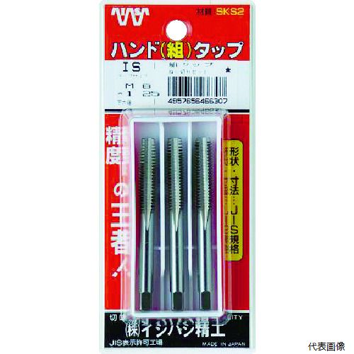 【特長】 ●一般的なタップで、あらゆる方面で使用されています。 ●タングステン鋼で経済的です。 ●ブリスターパック3本入りです。 【用途】 ●被削材：一般鉄鋼・軽合金。 【仕様】 ●精度：JIS3級 ●呼び寸法：UNF1/4 ●ねじ長さ(mm)：24 ●全長(mm)：61 ●シャンク径(mm)：6 ●シャンク四角部(mm)：4.5 ●下穴径(mm)：5.4 ●山数：28 ●加工ねじ：ユニファイねじ ●表面処理：ノンコーティング ●セット内容：先・中・上 【材質／仕上】 ●合金工具鋼（SKS2） 【入数】 ●1S/3本 他のサイズはこちら 在庫のない商品は検索に表示されない場合がございます