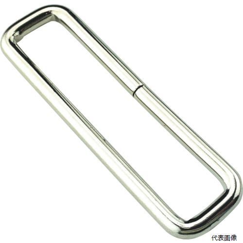 【特長】 ●平ベルト加工用の金具です。 ●ベルト同士の連結用や長さ調整にご使用いただけます。 【用途】 ●結束作業やDIY、ベルト使用時の連結や長さ調整に使用できます。 ●色：シルバー ●厚さ(mm)：3.5 ●袋入数(個)：4 ●適合ベルト幅(mm)：50 ●横(mm)：57 ●縦(mm)：17 ●角カン 【材質／仕上】 ●スチール 【入数】 ●1袋/4個 他のサイズはこちら 在庫のない商品は検索に表示されない場合がございます