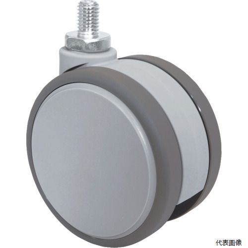 【特長】 ●双輪であるため高い旋回能力を発揮します。 【用途】 ●OA機器、情報機器、ディスプレイ用什器、医療機器など。 【仕様】 ●許容荷重(daN)：78.4 ●許容荷重(kgf)：80 ●車輪径D(mm)：75 ●車輪幅(mm)：47 ●取付高H(mm)：84.5 ●軸長L(mm)：14 ●ねじT：M10 ●ねじピッチ(mm)：1.5 ●タイプ：自在式 ●ねじ込み式 【材質／仕上】 ●金具：スチール ●車輪：エラストマー 【入数】 ●1個 他のサイズはこちら 在庫のない商品は検索に表示されない場合がございます　