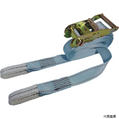 【特長】 ●ラチェット（歯車)式で簡単操作のベルト荷締機です。 【用途】 ●荷役運搬の安全化・効率化。 ●最大使用荷重(t)：0.509 ●ベルト長さ(m)巻取側：4.5 ●ベルト長さ(m)固定側：0.5 ●ベルト寸法(mm)幅×厚さ：35×1.7 ●色：ブルー ●最大使用荷重(kg)：509 【材質／仕上】 ●ベルト：ポリエステル ●ラチェットバックル：スチール 【入数】 ●1台 他のサイズはこちら 在庫のない商品は検索に表示されない場合がございます　