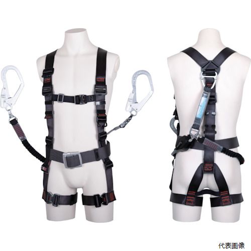 藤井電工 TH506-CRNV93SVOT-DG-BKM-2R23BX TSUYORON 飛燕ハーネス 胴ベルト付き ダブルランヤード付き ..