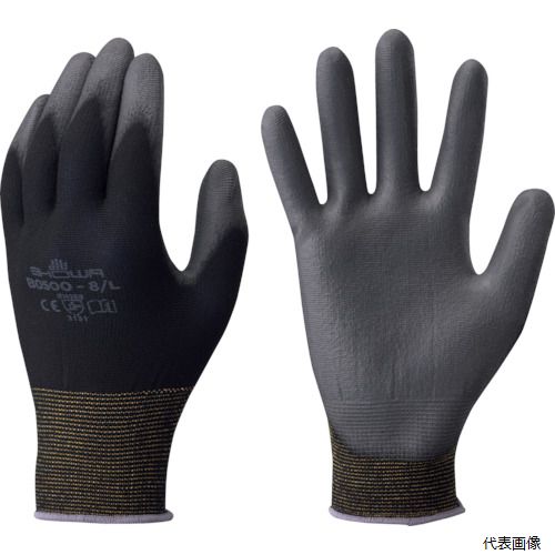 【スタンプラリー】ショーワグローブ B0500-MBK SHOWA ウレタン背抜き手袋 B0500 パームフィット手袋 ブラック Mサイズ