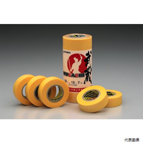 カモ井加工紙 MUSASHIJAN-18 カモ井 和紙マスキングテープ 武蔵 18mm幅 (7巻入)