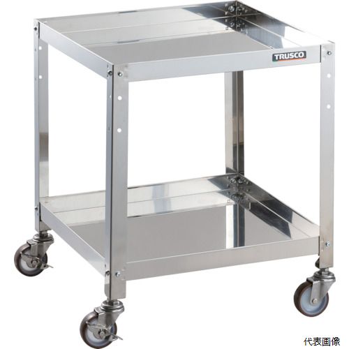 (代引き不可) トラスコ TRUSCO ステンレスワゴン クリーンラビット 75φウレタン車SUS金具 500×500×H600 2段